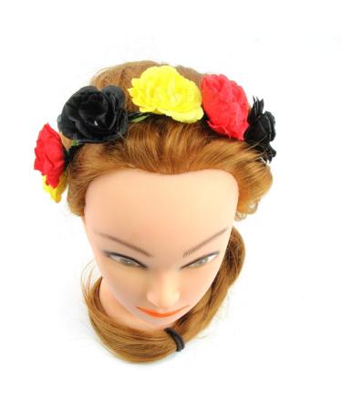 ZADAWERK Floral Hairband - Black Red Yellow - Ideal for Fans | International Shipping to Germany & Belgium - Perfect for Football & Olympics - Buy Online on GoSupps.com