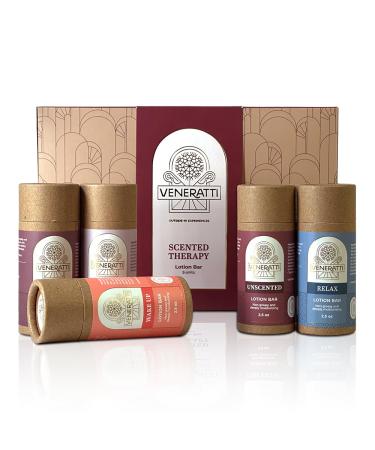VENERATTI Lotion Bar - Vegan Made in the US Eco Friendly Stick - Quick Absorption Non-Sticky - Natural Ingredients Solid Body Lotion for Women Dry Skin - Travel Body Lotion (Gift Box 5 Units)