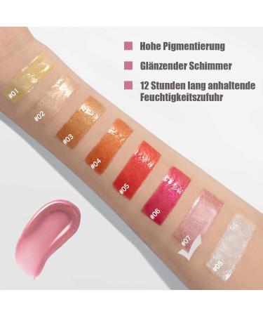  EONFAVE Shiny Glitter Lip Gloss Liquid Lipstick with Diamond Glitter 3D Moisturizing Lip Gloss Long Lasting Nude Pink Highly Pigmented Lips (07# 10g) - Buy Online on GoSupps.com