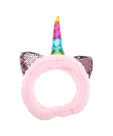 VALICLUD Unicorn Makeup Headband Cute Shower Hairband Women Girls Spa Headband for for Washing Face Spa Makeup Shower Bath Sports Pink