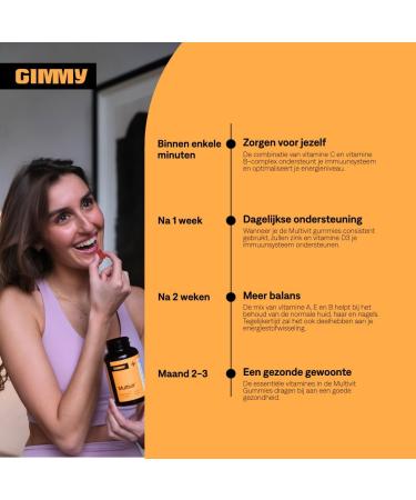 GIMMY GIMMY Gummies Multivit - Dietary Supplement with Vitamins A B C D E & Zinc for Daily Support - Vegan Sugar Free & Gluten Free (60 Count) - Buy Online on GoSupps.com