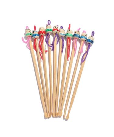 10 Pcs Mini Doll Earpicks Portable Ear Wax Removers Wood Bamboo Ear Picks Handmade Ear Cleaner Tools Ear Care Supplies
