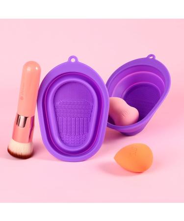 DUcare Silicone Makeup Brush Cleansing Pad | Large Bowl | Adjustable & Foldable | Purple - Buy Online on GoSupps.com