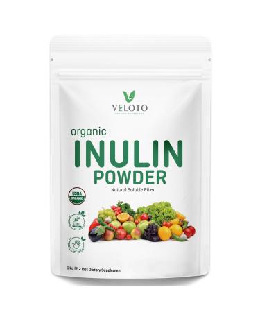 VELOTO Organic Inulin Powder Pure Inulin Prebiotic Natural Soluble Fibers Sweetener Unflavored & Unsweetened Plant Powder for Smoothie Gluten Free Vegan 2.2 lbs