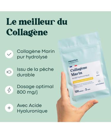 Marine Collagen + Hyaluronic Acid Hydrated Skin and Strong Joints 2 Months Cure 120 Capsules Hydrolyzed Collagen Type 1 Naticol With Vitamin C Made in France by Novoma - Buy Online on GoSupps.com