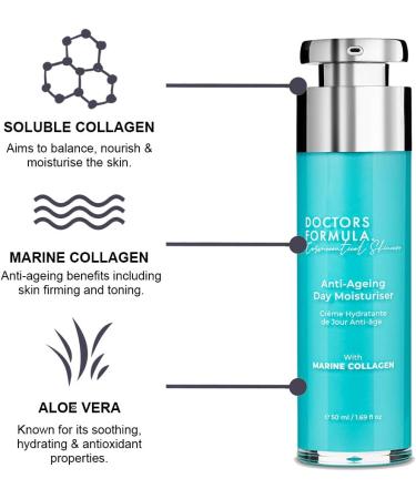 Doctors Formula Marine Collagen Anti-Ageing Day Moisturiser 50ml Air Pump Day Moisturizer - Buy Online on GoSupps.com
