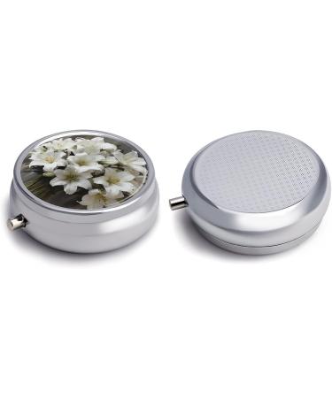 Travel Pill Box - 3 Compartment White Lily Bouquet Portable Organizer for Purse & Pocket - Buy Online on GoSupps.com