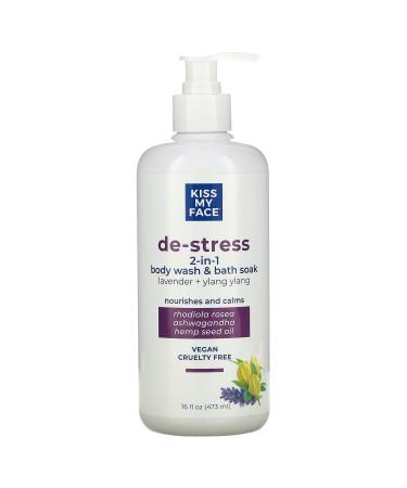 Kiss My Face De-Stress 2-In-1 Body Wash & Bath Soak Lavender + Ylang Ylang  16 fl oz (473 ml)