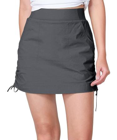 CAMEL CROWN Women's Casual Skort Skirt - Tummy Control, UV Protection, Quick Dry, Pockets - Grey, Medium Short - Buy Online on GoSupps.com
