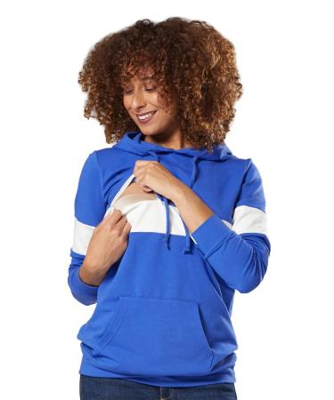 HAPPY MAMA. Women's Nursing Hoodie Breastfeeding Colour Block Maternity. 503p 10 Royal Blue & White - Buy Online on GoSupps.com
