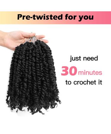 Niseyo 6 Inch Pre-twisted Passion Twist Hair 8 Packs Pre-looped Crochet Short Braids 1B/Natural Black - Buy Online on GoSupps.com