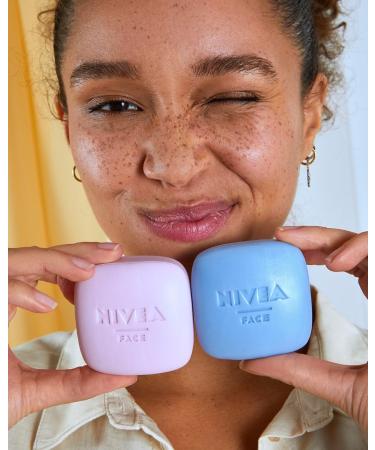  NIVEA Nivea Naturally Clean Cooling Solid Face Wash with Almond Oil & Blueberries Vegan Formula with 99% Naturally Derived Ingredients - 4 x 75g Soaps - Buy Online on GoSupps.com