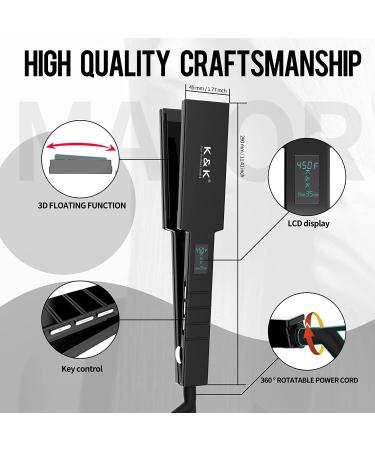 Professional Wide Titanium Flat Iron 1.75 Inch - Best Hair Straightener for Straight & Curly Hair - Buy Online on GoSupps.com