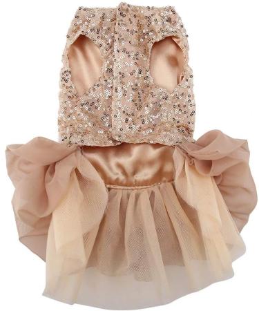 Elegant Gold Dog Dress for Small Dogs - Sequins Tutu Puppy Costume | Wedding & Princess Outfit (XL) - Buy Online on GoSupps.com