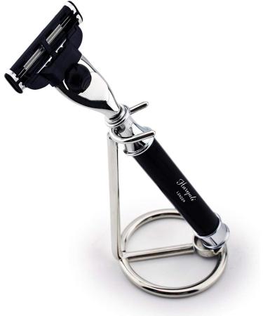 Dreikant Black Resin & Stainless Steel Razor Stand | Perfect for Daily Wet Shaving | Ideal Gift for Razor Enthusiasts - Buy Online on GoSupps.com