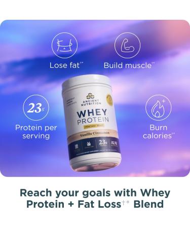 Ancient Nutrition Grass-fed Whey Protein Powder Milk Chocolate 20 Servings + Grass-fed Whey + Fat Loss Protein Powder Vanilla Cinnamon 20 Servings - Buy Online on GoSupps.com