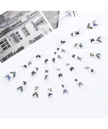 Brishow French Press-On Nails - 24 Pieces White Ballerina Acrylic Nails with Butterfly Design for Women & Girls - International Shipping Available - Buy Online on GoSupps.com