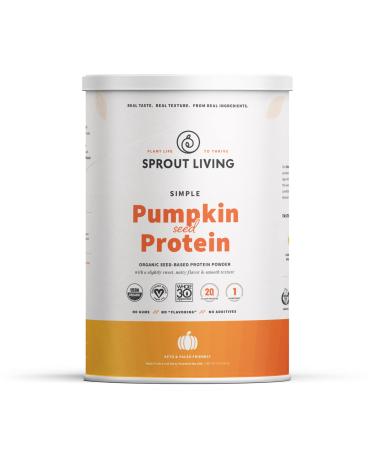 Sprout Living Simple Pumpkin Seed Protein Powder, 20 Grams Organic Plant Based Protein Powder Without Artificial Sweeteners, Non Dairy, Non-GMO, Vegan, Gluten Free, Keto Drink Mix (2 Pound)