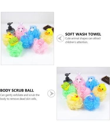 4pcs Baby Shower Bath Sponge - Cute Animal Loofah Balls & Scrubbing Puff for Essential Skin Care - Perfect for Kids - Buy Online on GoSupps.com