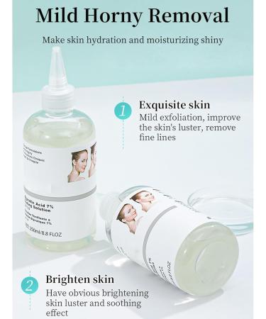 Glycolic Acid 7% Toning Solution 250ml Exfoliating Glycolic Acid Serum for Acne Prone Skin Natural Glow Essence Toning Solution with Glycolic Acid - Buy Online on GoSupps.com