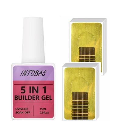 Intobas 5-in-1 builder gel for nails gel nail polish UV set with 100PCs nail forms assembly gel for nails UV/LED for nail extensions extensions nail art sticker nail builder gel transparent
