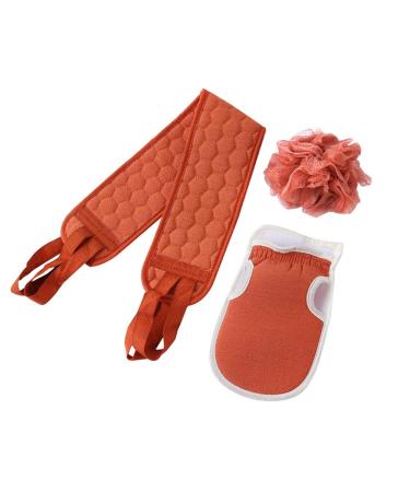 Back Scrubber for Shower Bath Shower Scrubber Set exfoliating gloves bath gloves shower loofah shower gloves loofah back scrubber (Orange)