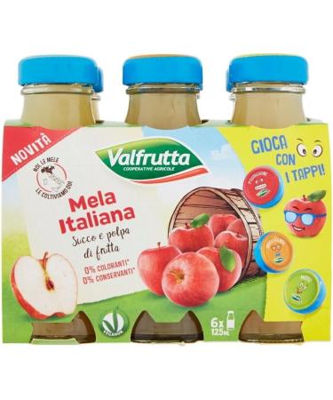Valfrutta Succhi di Frutta Mela Lot de 48 bouteilles jetables en verre 100 % jus de fruits avec pomme italienne boisson sans alcool 125 ml + 1 bo te de th glac San Benedetto au citron sans sucre - Buy Online on GoSupps.com