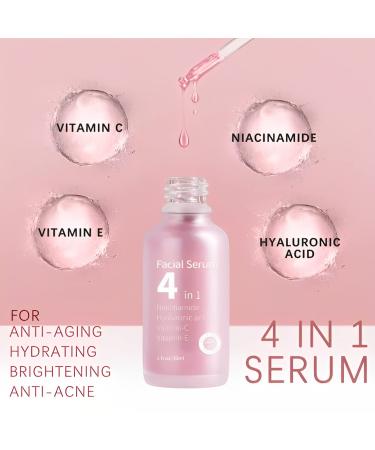 Buy 4-in-1 Facial Serum - 30% Vitamin C 14% Vitamin E Niacinamide & Hyaluronic Acid | Anti-Aging Hydrating & Whitening | 0.01 Fl Oz (Pack of 150) - International Shipping - Buy Online on GoSupps.com