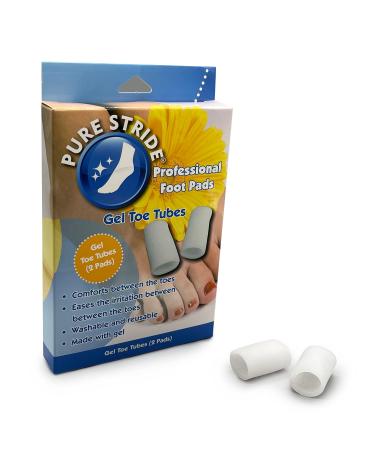 Pure Stride Gel Toe Tubes Professional Foot Pads - Cushion Protectors for Hammer Toes Bunions Corn Blisters - Toe Separator Cushions 2 Pads (Small)