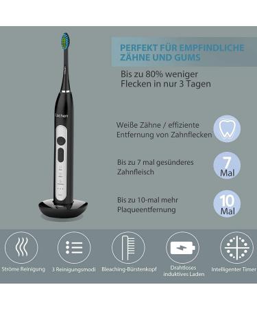 Area Electric Toothbrush - Sound Toothbrush with 4 Brush Heads Timers 3 Modes & Travel Bag - B-Black | International Shipping - Buy Online on GoSupps.com