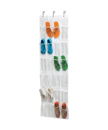 Honey-Can-Do Hanging PEVA 24 Pocket Over the Door Shoe Rack White Clear