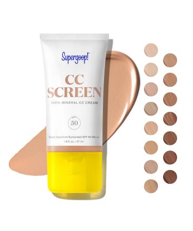 Supergoop! CC Screen - SPF 50 PA++++ CC Cream  100% Mineral Color-Corrector & Broad Spectrum Sunscreen - Tinted Moisturizer  Concealer & Buildable Coverage Foundation - 1.6 fl oz 230C - Buy Online on GoSupps.com