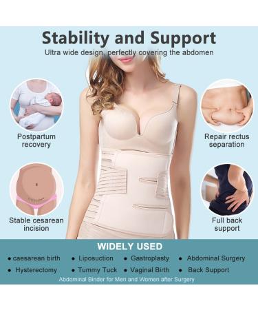 Postpartum Belly Band Wrap Belt - Post Pregnancy Recovery Girdle for C-Section & Natural Birth | Waist Trainer Body Shaper - Beige, One Size - Buy Online on GoSupps.com