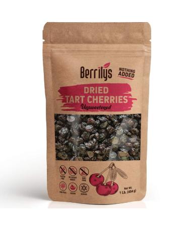 Berrilys Dried Tart Cherries, Unsweetened, 16 oz, Pitted, Kosher, Unsulfured, Sour, No Added Sugar, No Preservatives, No Oil, Non-GMO