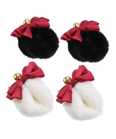 Beaupretty 2 Pairs Bear Ear Hair Clip Girls Dress for Girl Decorative Hair Accessories Cute Big Hair Clips Bear Ear Headdress with Bowknot Cute Barrettes Ribbon Bow Lolita Side Clip