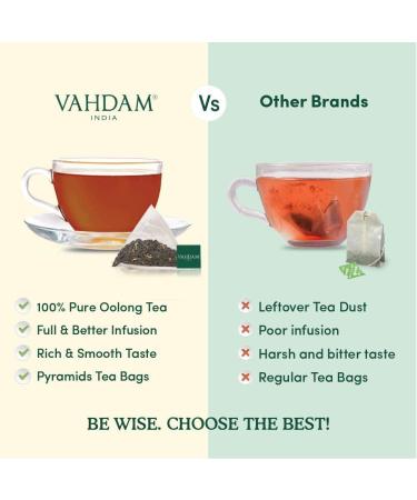 VAHDAM Himalayan Oolong Tea Leaves - 15 Pyramid Tea Bags - 100% Natural & Detox Loose Leaf - High Mountain Source - 15 Count Pack - Buy Online on GoSupps.com