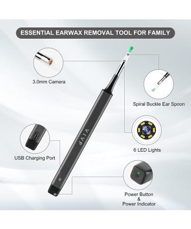VIVP Wireless Otoscope with Camera | 1080P FHD Ear Wax Removal Kit | 6 LED Lights | for Smart Phones & Tablets | Ear Cleaning Tool Kit | Grey - Buy Online on GoSupps.com