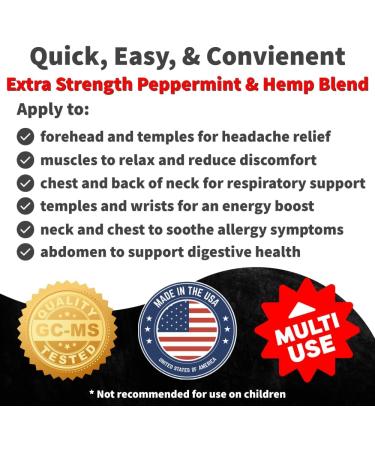 Organic Peppermint & Hemp Seed Oil Rollon for Headache & Pain Relief - Metal Rollerball - Made in USA - Buy Online on GoSupps.com