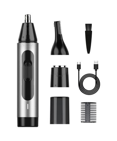 Nose Hair Trimmer for Men Rechargeable USB Ear Nose Eyebrow Trimmer 3 in 1 Electric Facial Hair Trimmer Kit Waterproof Nasal Trimmer Painless Nose Clippers Shaver for Easy Cleansing