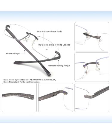 Shop Premium Aluminum Progressive Multifocus Reading Glasses for Men | Blue Light Blocking Rimless Multifocal Metal Readers - 1.25x-2.5x Strength - Buy Online on GoSupps.com