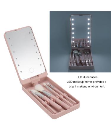 Travel Makeup Brush Set with Case & Mirror | 5pcs LED Illuminated Cosmetic Brushes for Home Use - Global Shipping Available - Buy Online on GoSupps.com