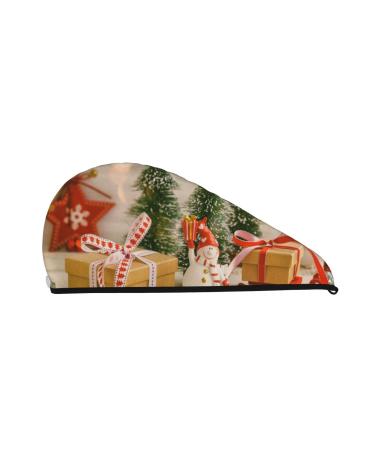 Holiday Christmas Stars Microfiber Hair Towel Soft Super Absorbent Hair Towel Wrap for Women Coral Velvet Quick Dry Hair Cap for Long Curly and Thick Hair