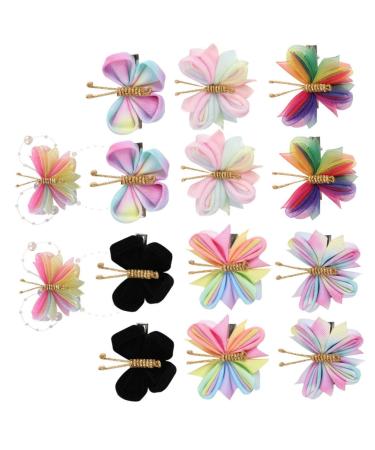 Beaupretty 7 Pairs Mesh Butterfly Hair Accessories Girls Kids Hair Clips Hair Clips Small Colorful Hair Barrette Creative Hair Clip Wedding Hair Clips Metal Miss Button Flannel