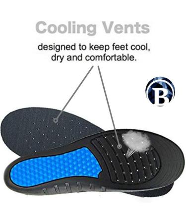 Men's and Women's Small Anti-Fatigue Massaging Gel Insoles for Work and Sports | Plantar Fasciitis Relief, Arch Support, Shock Absorption and Comfort | Sizes 6-10 Men, 7.5-12 Women - Buy Online on GoSupps.com