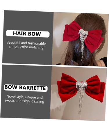 DOITOOL Tassel Hair Clip Red Hair Clips Hair Accessories for Girls Barrettes for Girls Rhinestone Barrettes for Women Womens Barrettes for Hair Girls Tiara Miss Spring Clip Velvet Bow Tie - Buy Online on GoSupps.com