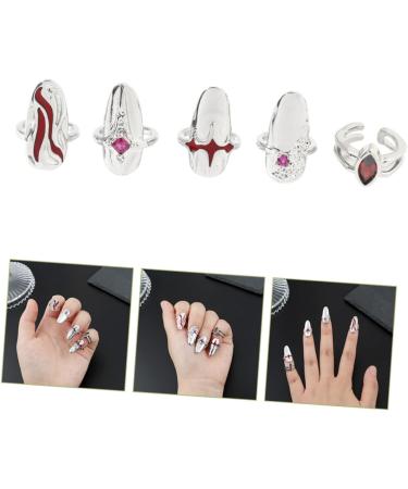FRCOLOR 1 Set Nail Ring Women Ring Finger Tip Ring for Women Rings for Women Women s Suits Ladies Suits Red Suits Womans Rings Nail Tip Ring Girl Miss Jewelry White Zinc Alloy - Buy Online on GoSupps.com