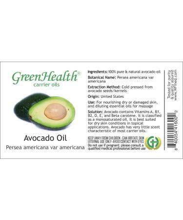 GreenHealth Avocado Oil 100% Pure & Undiluted - 8oz | All-Natural Cooking & Skin Care Oil - Buy Online on GoSupps.com
