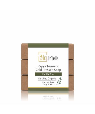24C Or'Belle Papaya Turmeric Cold Pressed Soap | Natural Ingredients | Extract Of Papaya | Purify Skin