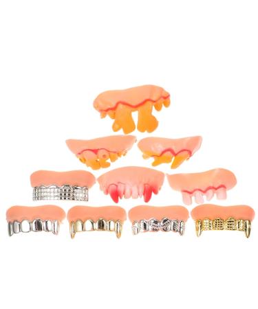 Hapinary 10 pc combie teeth creepy teeth masquerade party wrong teeth false vampire teeth horror teeth funny vampire teeth terrible pumpkin teeth costume teeth form halloween pvc