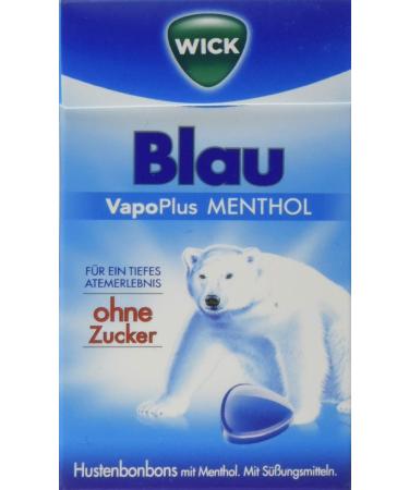 Wick blue coughing candies without sugar-a deep breath experience thanks to menthol and natural Arvensis mint aroma-1 Pack (1 x 46 g) Arvensis Mint 1 Pack (1 x 46 g)